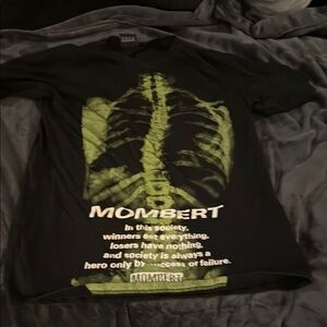 Mombert Black Graphic Tee with Green Skeleton Design